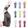 Guantes de Red para Pescar Malla Elástica Ojos de Red Guantes Largos Disfraz para Actuación en Escenario Combinación Accesorios Crossdressing Guantes Sexy de Medio Dedo