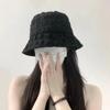 Zhao Ruth Fisherman Hat Infantil Primavera Plissado Puff Preto e Branco Verão All-match Big Head Face Pequeno Simples Bacia Chapéu
