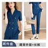 Traje Gris de Manga Corta traje Mujer Verano Delgado 2023 Nuevo Estilo Chaqueta de Traje Pequeña Profesional Vestido Verano