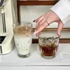 Taza de Café Libiins Iced Americano Latte Moda Simple Exquisita Alta Calidad Vidrio con Rayas Verticales Taza Doméstica para Beber Agua