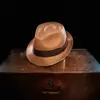 Sombrero de Paja Hecho a Mano Amazon Eaby para Salidas y Compras, Sombrero Pequeño, Sombrero Jazz, Sombrero de Paja de Fibra de Bambú de Verano