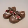 Sapatos de Princesa Infantis Estilosos e Fofos com Laço de Desenho Animado 2026 Primavera e Outono Novos Sapatos de Caminhada para Crianças Sapatos de Couro para Bebês Tendência