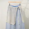 Estilo Nuevo Primavera y Verano Hueco Hilo de Hielo Tejido con Cordones Perlas Estilo Chino Nuevo Falda Media Moda Capa Superpuesta Accesorio para Capas