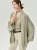 Conjunto relajado de dos piezas estilo Zen minimalista para mujer, 75% cachemir + 25% seda de morera, camisola de punto con cuello en V con cárdigan grande tipo chal