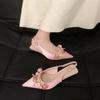 Zapatos de tacón alto de hada estilo francés sandalias de punta cerrada zapatos de mujer 2024 nuevo verano nuevos zapatos chinos de punta