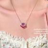 Anillo de Gema Arcoíris Ábaco de Turmalina Jedi Chapado en Oro de 18K Flor de Aciano Rojo Zafiro Collar Aretes de Zirconia