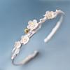 Aretes Collar Anillo de Plata Esterlina 925 para Mujer Cepillado Flor de Cerezo Fresco Elegante Aretes Coreanos Regalo de Cumpleaños para Niñas