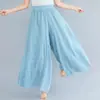 Falda Pantalón de Algodón y Lino de Gran Tamaño Estilo Literario Mori Girl Rakuten 2024 Cintura Elástica Lino Color Sólido Estilo Étnico Falda Pantalón de Gran Oscilación