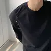 Camiseta de manga larga acolchada pesada estilo coreano, sudadera de cuello redondo con diseño metálico para otoño e invierno, camisa de moda de nicho para hombres y mujeres