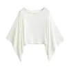 Camiseta de Manga Larga Acampanada de un Solo Hombro Corta para Mujer Verano Nuevo Estilo Chica Popular Ajustada Color Sólido Versátil Protector Solar