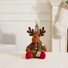 Novos enfeites retrô vermelhos e verdes de Natal, Papai Noel retrátil sentado, boneco de neve, rena, bonecos de Natal para decoração