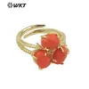 WT-R482 anillo vintage de moda con colorida piedra Sanbao, diseño hueco de doble capa en oro de 18 quilates, joyería para el cumpleaños de niñas