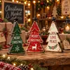 Árvore de Natal Desgastada de Natal Conjunto de Três Peças de Madeira Enfeites de Feriado Centro de Mesa Decoração de Mesa Enfeites de Madeira