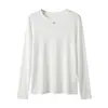 Camiseta de Manga Larga de Lana Tencel Suave y con Caída para Mujer con Lentejuelas Doradas Pequeñas, Estilo Coreano Sencillo, Versátil para Principios de Otoño, Adecuada como Capa Base