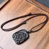 Pingente Original de Obsidiana Natural Cinco Ratos Reunindo Riqueza Colar de Obsidiana Dourada e Preta Pingente de Rato Colar de Prosperidade Masculino Zodíaco