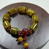 Pulseras de Ágata Natural al por Mayor para Hombres y Mujeres, Pulseras de Cuentas Cilíndricas de Ágata con Patrón de Dragón Amarillo, Joyería de Piedra Natural Más Vendida en Transmisión en Vivo