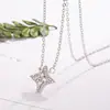 Novo Estilo Radiante Pingente Colar Estrela de Quatro Pontas com Zircônia para Mulheres, Corrente de Clavícula de Luxo Leve Nicho de Alta Qualidade, Acessório Elegante Versátil