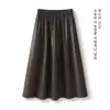 Elegante y versátil falda de cuero de cintura alta para mujer, nueva colección otoño/invierno 2026, de longitud media, a la rodilla, con dobladillo ancho, falda de línea A