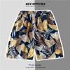Pantalones de Playa Hawaianos Americanos de Secado Rápido Sueltos para Pareja Cinco Puntos Combinables Pantalones de Flores Pantalones de Moda de Largo Medio Pantalones Cortos Juveniles