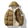 Popular chaqueta con capucha acolchada de algodón para hombre y mujer, engrosada y cálida, cortavientos, casual, lisa, elegante, simple, chaqueta versátil