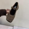 Zapatos de tacón grueso de una sola capa estilo retro francés de punta cuadrada para la noche para mujer, nuevos de alta gama con hebilla de una palabra, Otoño e Invierno 2024