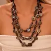 Collar Bohemio de Cáscara de Coco Multicapa, Estilo Palacio Retro Europeo y Americano Transfronterizo, Cadena Versátil de Suéter de Moda de Alta Gama