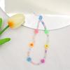 Nova moda corrente colorida de acrílico para celular, cordão de miçangas feminino, corrente fofa de miçangas com smiley e letras para capinha de celular