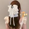 TikTok Explosivo Grande Chiffon Bow Ribbon Face Mostrando Pequeno Grampo de Cabelo Feminino Atrás da Cabeça Agarre Grampo de Cabelo
