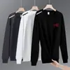 Camiseta de Manga Longa Masculina Outono e Inverno Ins Marca Tendência Solta Espessada Casual Camiseta Básica Estudantes Jovens Estampada Gola Redonda Moletom