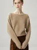 Inverno 2026 Novo Tricô de Caxemira One-Shoulder Manga Longa Listras Horizontais Cor Sólida Solto Morcego Suéter Feminino