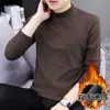 Outono Inverno Pelúcia Dupla Face Base Camada Masculina Média Gola Alta Camiseta Versátil Espessada Quente Roupa Íntima Manga Longa Masculino