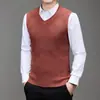 Nueva colección de invierno para exportación: chaleco de punto liso para hombre, versátil, con cuello en V, suéter de lana y top sin mangas
