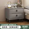 Mesa de Cabeceira de Laje Cerâmica Italiana Luxo Leve Couro de Patinha de Gato Quarto Pequeno Armário de Armazenamento Moderno Minimalista Cabeceira 50 Armário de Armazenamento Madeira