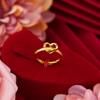Anillo para Mujer de un Solo Corazón Dulce Cruce Amor Arena Vietnamita Mate Oro Anillo Abierto Nuevo Estilo Chino Regalo para Mejores Amigas