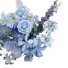 Diseño de Escena de Boda con Flores Artificiales Azules, Arreglo de Piso con Flores Falsas, Phalaenopsis, Tulipanes, Arreglo Floral Decorativo Suave