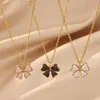 Collar de mariposa con goteo de aceite, no se decolora, joyería de lujo ligero de nicho de verano para mujer, regalo, joyería de acero inoxidable al por mayor