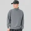 Suéter de cuello alto para hombre, prenda interior, otoño e invierno, nuevo, simple, de manga larga, top holgado, casual, color liso, suéter grueso
