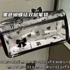 Jumu Zhen Bolsa para Lápices de Doble Capa con Lazo Negro Estilo Ins de Aspecto Caro Corazón de Chica Papelería para Estudiantes Bolsa Transparente para Papelería