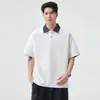 Ropa para Hombre Xintang 2026 Verano Nueva Camisa de Manga Corta Estilo Japonés Verano Manga Corta Bloque de Color Cuello Campana Camisa Polo