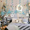 Decoración para Fiesta Navideña Transfronteriza Colgante Espiral de Doble Cola Copo de Nieve Reno Letra Bandera de Tirar Espiral Decoración Colgante Navideña