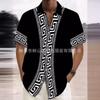 2024 cruce en camisa de hombre al por mayor, camisa de hombre de estilo retro con estampado geométrico de manga corta con solapa, top casual
