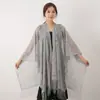 Xale de Renda com Recortes e Franjas de Cor Sólida Verão Novo Feminino Longo Versátil Proteção Solar da Praia Ar Condicionado Sala Xale Jacquard