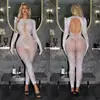 Lencería Sexy de Manga Larga Espalda Descubierta Adelgazante Tentación Hueco Comercio Exterior Europeo y Americano Transfronterizo Body de Malla w894