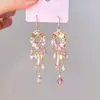 Brincos de Franja Gota d'Água em Zircônia Super Brilhantes, Estilo Étnico Retrô Artístico, Design de Gancho de Orelha Fashion, Brincos Únicos e Versáteis