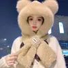 2026 Nuevo Modelo Sombrero de Peluche de Oso a Prueba de Frío y Cálido, Bufanda y Guantes Todo en Uno para Mujer, Sombrero Grueso de Invierno para Ciclismo con Protección para las Orejas