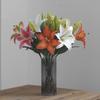 Flor Artificial Pano de Seda, Lírio de Luxo Acessível, Flor Artificial, Decoração de Sala de Estar, Arranjo de Flores de Mão, Decoração de Mesa, Lote para Fotografia de Casamento