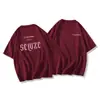 Camisetas de Algodão Puro de Manga Curta para Casais, Camisetas com Estampa de Letras, Soltas, Estilo Preguiçoso, Efeito Emagrecedor, Gola Redonda, para Mulheres Modernas