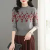 Camiseta base de cuello medio para mujer para otoño e invierno, suéter jacquard de moda, nuevo top de punto grueso y elegante 2026