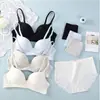 Cómodo Transpirable Pecho Pequeño Levanta Busto Sexy Ropa Interior para Mujer Traje Sin Aro de Acero Raya Simple Espalda Bonita Traje de Sujetador