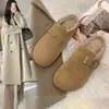 Sapatos quentinhos de pelúcia Birkenstock sapatos femininos 2026 novo estilo mocassins flat slip-on de inverno sapatos peludos Birken sapatos de algodão